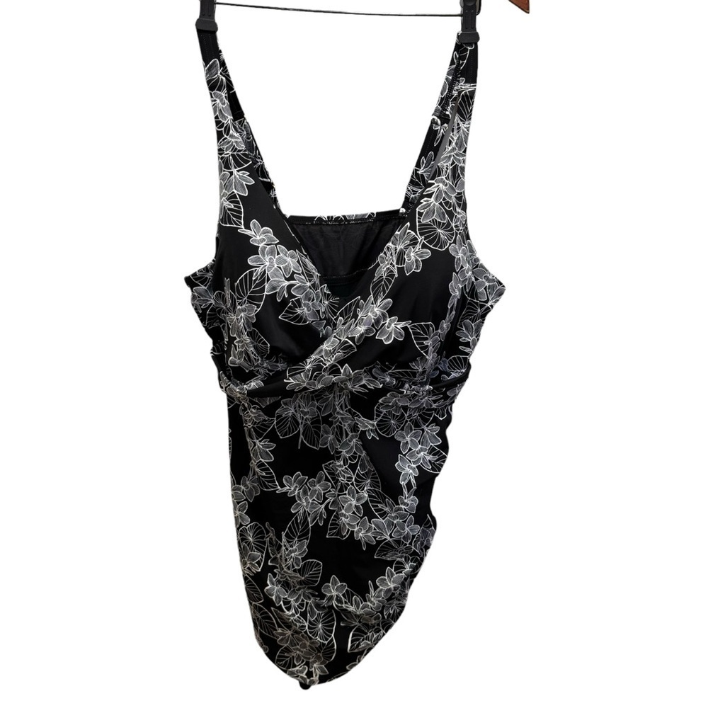 Swimsuits for All Black Floral Swimsuit Size 26